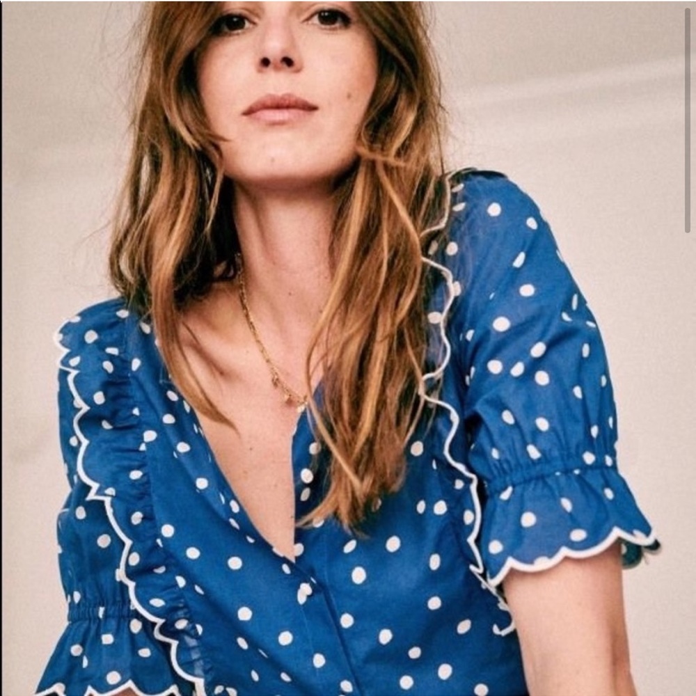 Sezane Paolina Shirt in Blue Dotty Size 36/US 4